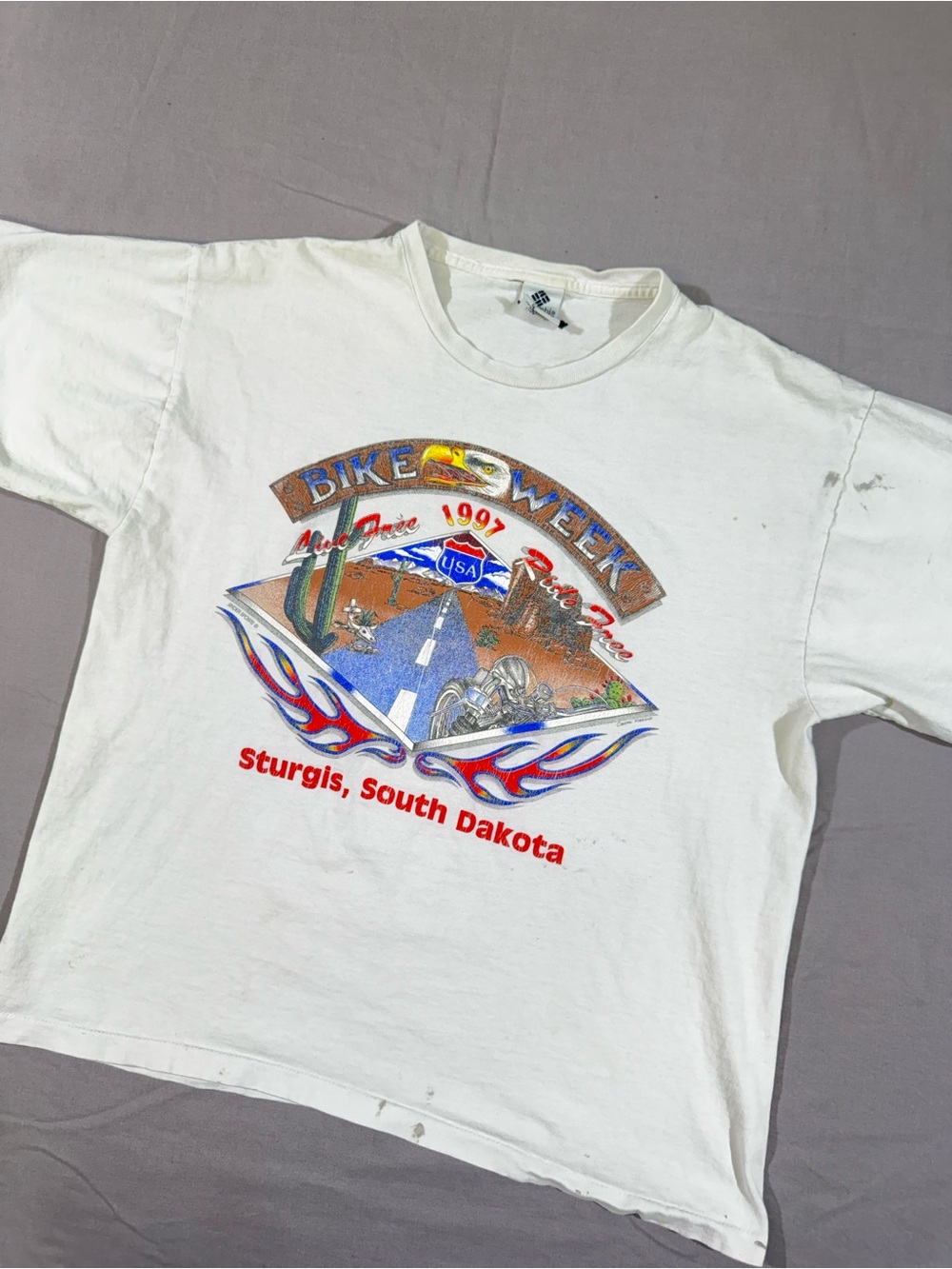 Vintage Columbia 1997 Rally Week Sturgis Motorcycle T-Shirt